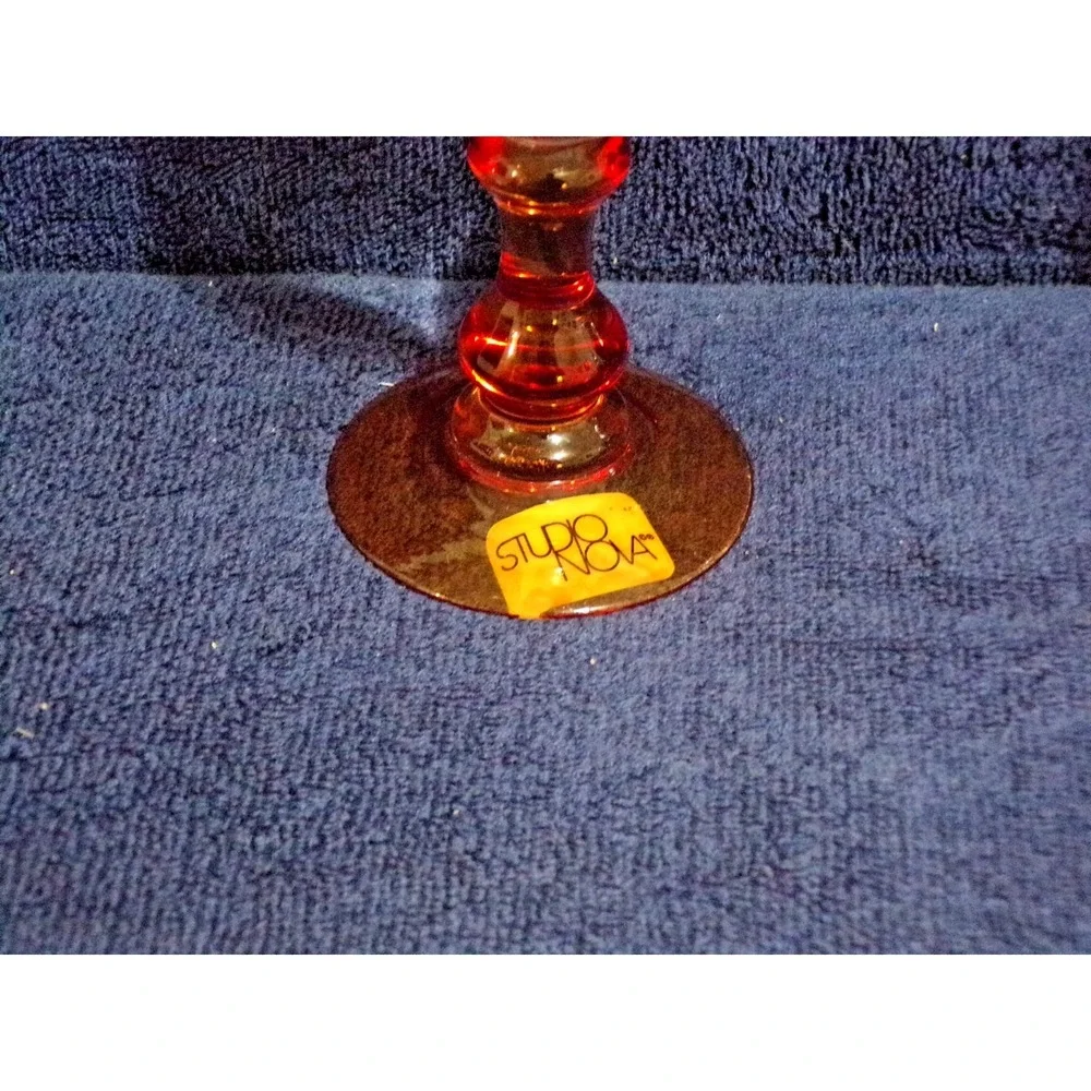 Studio Nova Goblets Set of 4 Crystal w/Orange Gold Stem Leaf Design 12oz‎ Pretty